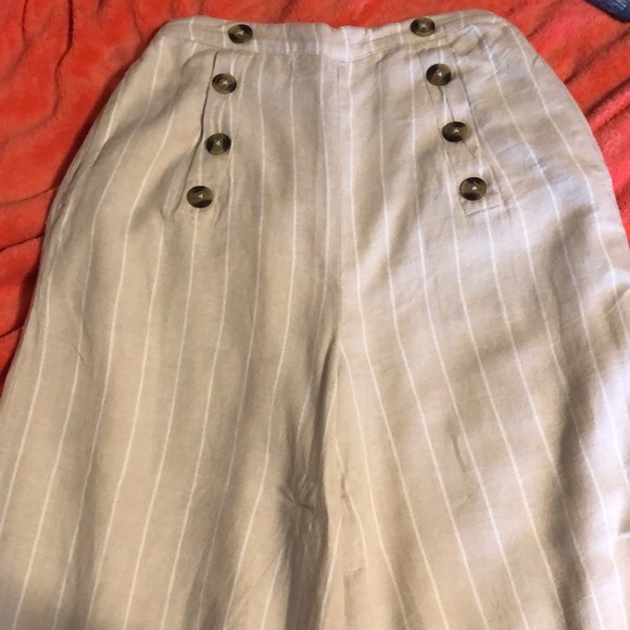 LAST DAY Striped linen culottes pants - Picture 2 of 4